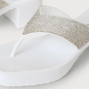 Rhinestone platform thong sandals